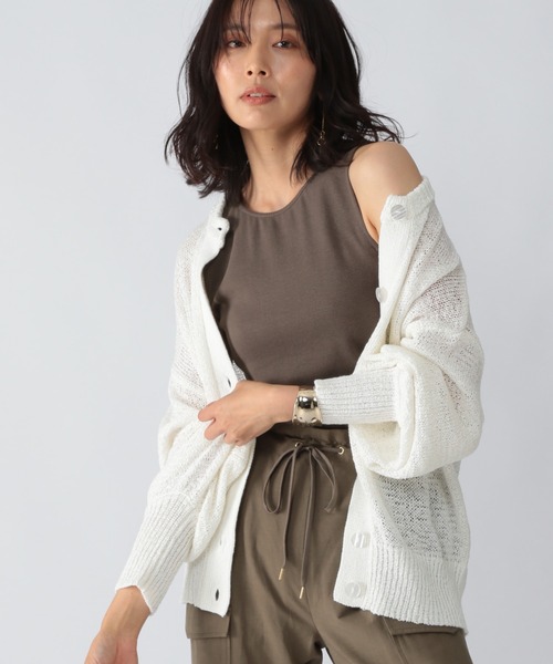 BARNYARDSTORM（バンヤードストーム）の「BARNYARDSTORM / テープヤーンカーデ（ニット/セーター・レディース・ホワイト/ブラック・FREE）」の2枚目の写真