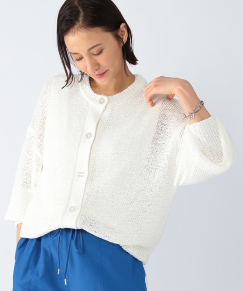 BARNYARDSTORM（バンヤードストーム）の「BARNYARDSTORM / テープヤーンカーデ（ニット/セーター・レディース・ホワイト/ブラック・FREE）」の3枚目の写真