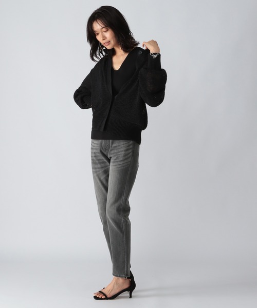 BARNYARDSTORM（バンヤードストーム）の「BARNYARDSTORM / テープヤーンカーデ（ニット/セーター・レディース・ホワイト/ブラック・FREE）」の18枚目の写真