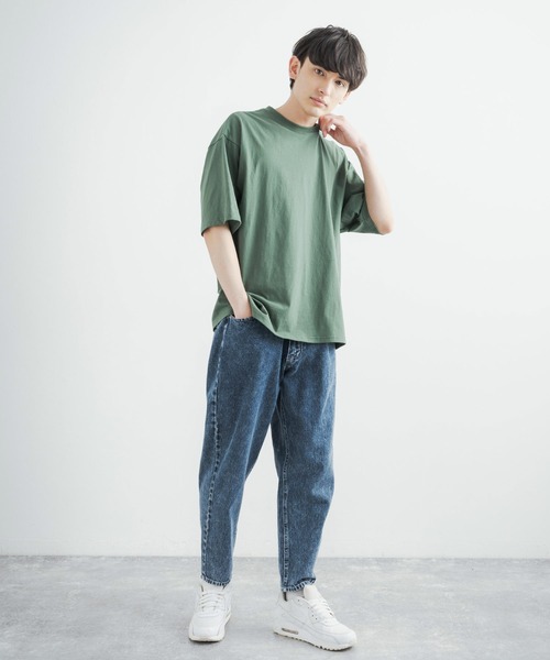 Rocky Monroe(ロッキーモンロー)の「ワイドデニムテーパードバギーパンツ 10オンス(デニムパンツ・メンズ・ライトブルー/ブラック/ブルー系/ブルー/ブラック系/ワンウォッシュ/インディゴブルー/ダークグリーン/キナリ/ケミカルウォッシュ/ブラック系1・M/L/S)」の12枚目の写真