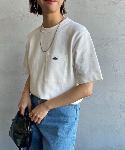 LACOSTE（ラコステ）の「【WEB限定】[LACOSTE/ラコステ] ワンポイントロゴ 鹿の子ポケットTシャツ（Tシャツ/カットソー・レディース・ホワイト/ブラック/ネイビー/オリーブ・2/4/3/5）」の2枚目の写真