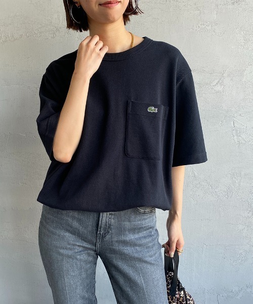 LACOSTE（ラコステ）の「【WEB限定】[LACOSTE/ラコステ] ワンポイントロゴ 鹿の子ポケットTシャツ（Tシャツ/カットソー・レディース・ホワイト/ブラック/ネイビー/オリーブ・2/4/3/5）」の3枚目の写真