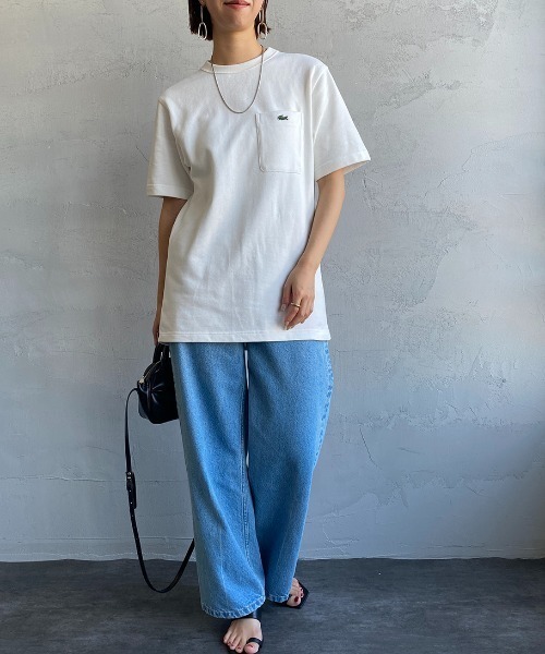 LACOSTE（ラコステ）の「【WEB限定】[LACOSTE/ラコステ] ワンポイントロゴ 鹿の子ポケットTシャツ（Tシャツ/カットソー・レディース・ホワイト/ブラック/ネイビー/オリーブ・2/4/3/5）」の21枚目の写真