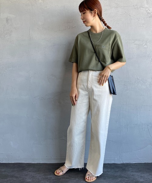 LACOSTE（ラコステ）の「【WEB限定】[LACOSTE/ラコステ] ワンポイントロゴ 鹿の子ポケットTシャツ（Tシャツ/カットソー・レディース・ホワイト/ブラック/ネイビー/オリーブ・2/4/3/5）」の10枚目の写真