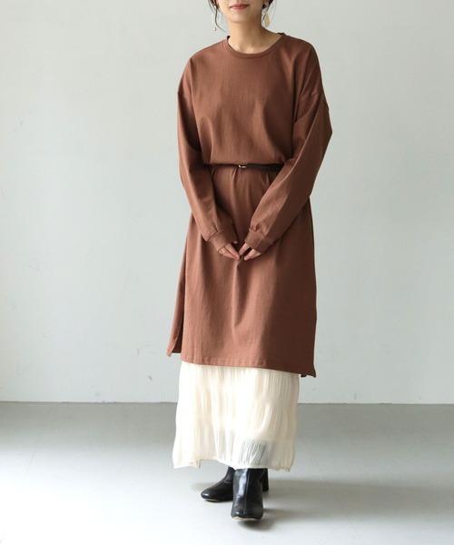 HER CLOSET(ハークローゼット)の「【shemoshelly】【WEB限定】7オンスヘビーウェイトコットンワンピース(ワンピース・レディース・チャコールグレー/ブラック/ブラウン/ブルー・M)」の1枚目の写真