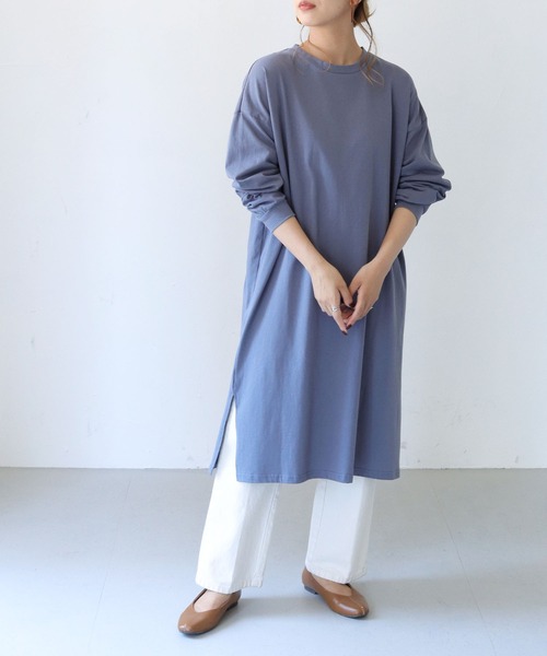 HER CLOSET(ハークローゼット)の「【shemoshelly】【WEB限定】7オンスヘビーウェイトコットンワンピース(ワンピース・レディース・チャコールグレー/ブラック/ブラウン/ブルー・M)」の4枚目の写真