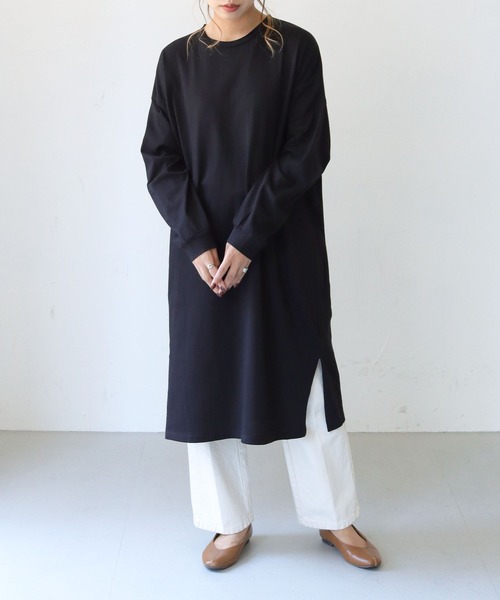 HER CLOSET(ハークローゼット)の「【shemoshelly】【WEB限定】7オンスヘビーウェイトコットンワンピース(ワンピース・レディース・チャコールグレー/ブラック/ブラウン/ブルー・M)」の2枚目の写真