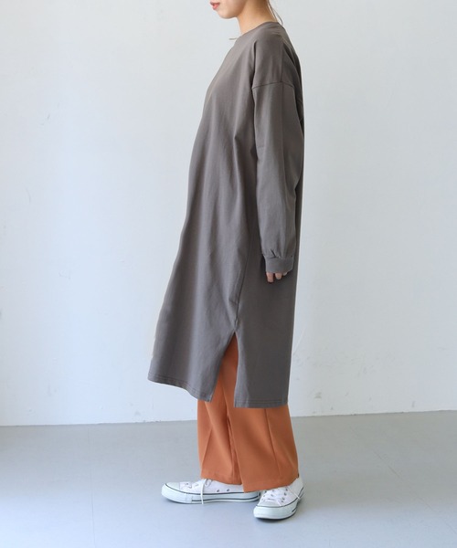 HER CLOSET(ハークローゼット)の「【shemoshelly】【WEB限定】7オンスヘビーウェイトコットンワンピース(ワンピース・レディース・チャコールグレー/ブラック/ブラウン/ブルー・M)」の16枚目の写真