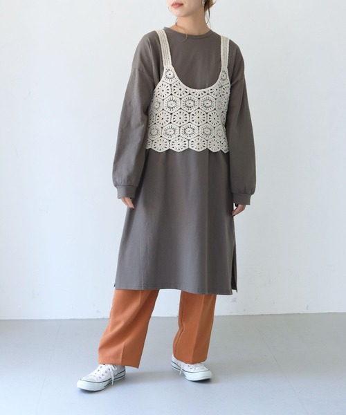 HER CLOSET(ハークローゼット)の「【shemoshelly】【WEB限定】7オンスヘビーウェイトコットンワンピース(ワンピース・レディース・チャコールグレー/ブラック/ブラウン/ブルー・M)」の6枚目の写真