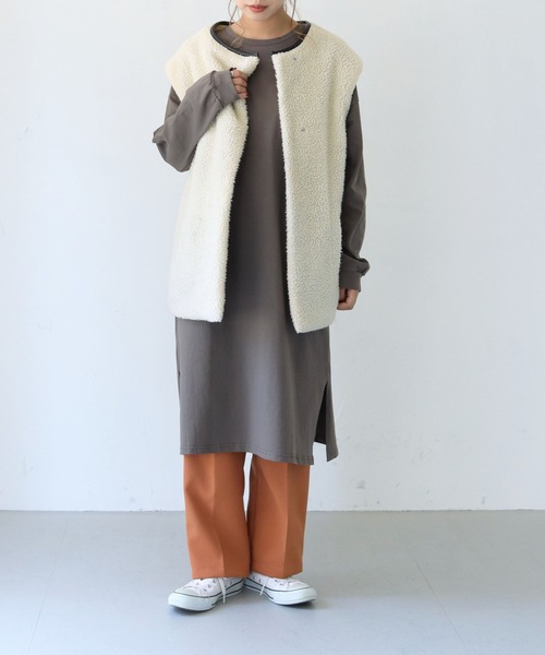 HER CLOSET(ハークローゼット)の「【shemoshelly】【WEB限定】7オンスヘビーウェイトコットンワンピース(ワンピース・レディース・チャコールグレー/ブラック/ブラウン/ブルー・M)」の17枚目の写真