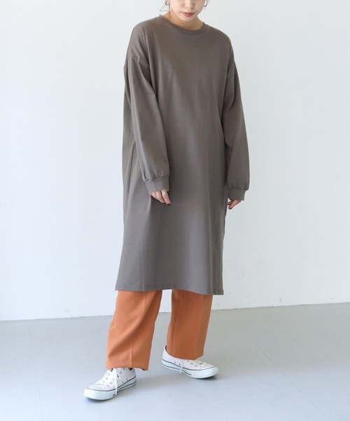 HER CLOSET(ハークローゼット)の「【shemoshelly】【WEB限定】7オンスヘビーウェイトコットンワンピース(ワンピース・レディース・チャコールグレー/ブラック/ブラウン/ブルー・M)」の10枚目の写真