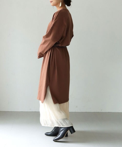 HER CLOSET(ハークローゼット)の「【shemoshelly】【WEB限定】7オンスヘビーウェイトコットンワンピース(ワンピース・レディース・チャコールグレー/ブラック/ブラウン/ブルー・M)」の12枚目の写真