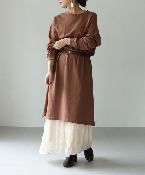 HER CLOSET(ハークローゼット)の「【shemoshelly】【WEB限定】7オンスヘビーウェイトコットンワンピース(ワンピース・レディース・チャコールグレー/ブラック/ブラウン/ブルー・M)」の22枚目の写真