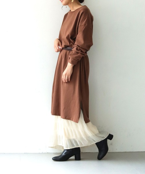 HER CLOSET(ハークローゼット)の「【shemoshelly】【WEB限定】7オンスヘビーウェイトコットンワンピース(ワンピース・レディース・チャコールグレー/ブラック/ブラウン/ブルー・M)」の7枚目の写真