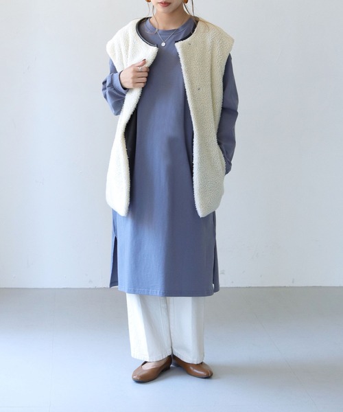 HER CLOSET(ハークローゼット)の「【shemoshelly】【WEB限定】7オンスヘビーウェイトコットンワンピース(ワンピース・レディース・チャコールグレー/ブラック/ブラウン/ブルー・M)」の13枚目の写真