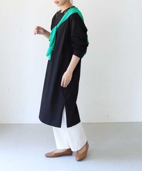 HER CLOSET(ハークローゼット)の「【shemoshelly】【WEB限定】7オンスヘビーウェイトコットンワンピース(ワンピース・レディース・チャコールグレー/ブラック/ブラウン/ブルー・M)」の5枚目の写真