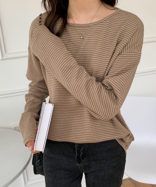ABITOKYO(アビトーキョー)の「ハーフボーダーリンガーロングTシャツ(Tシャツ/カットソー・レディース・ホワイト/ブラック/ベージュ・M/L)」の21枚目の写真