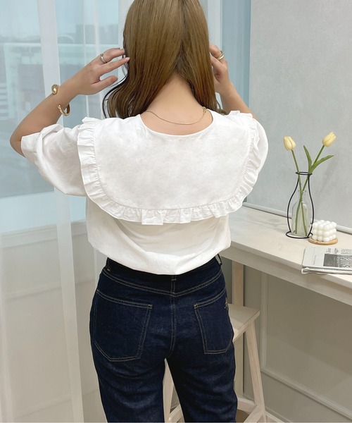 セール】ロゴ刺繍フリル襟ブラウス【ZOZOTOWN限定アイテム】（シャツ