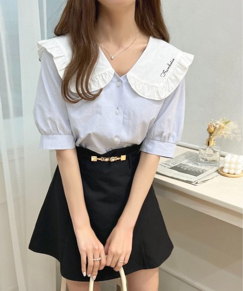 apres jour（アプレジュール）の「ロゴ刺繍フリル襟ブラウス【ZOZOTOWN限定アイテム】（シャツ/ブラウス・レディース・ライトピンク/ライトブルー/オフホワイト・フリー/X-LARGE）」の13枚目の写真
