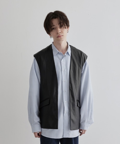 JUNRED(ジュンレッド)の「フェイクレザータックジャケットベスト(ベスト・メンズ・ブラック・S/L/M)」の10枚目の写真