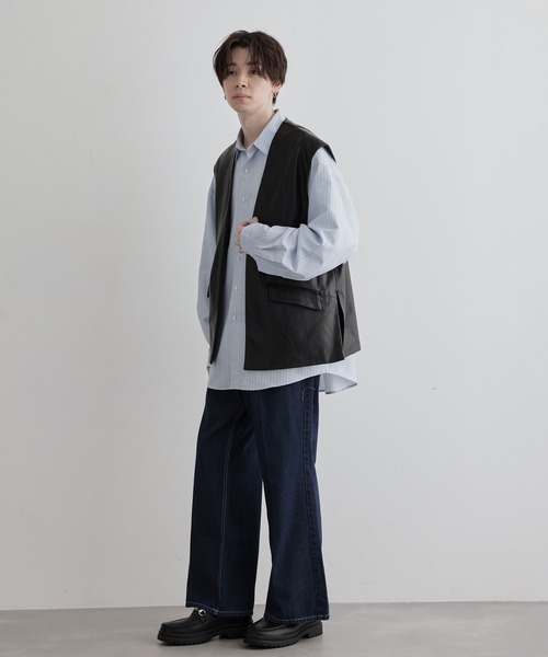 JUNRED(ジュンレッド)の「フェイクレザータックジャケットベスト(ベスト・メンズ・ブラック・S/L/M)」の12枚目の写真