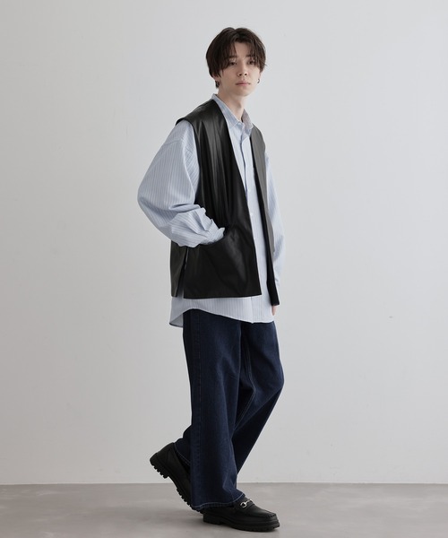 JUNRED(ジュンレッド)の「フェイクレザータックジャケットベスト(ベスト・メンズ・ブラック・S/L/M)」の17枚目の写真