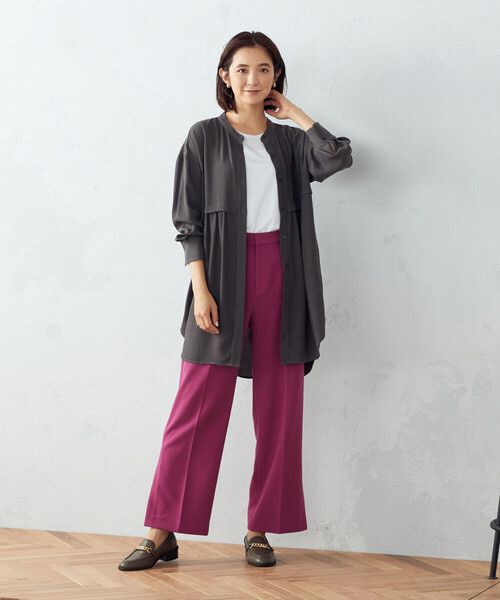 COMME CA ISM（コムサイズム）の「バンドカラー　ロングシャツ（シャツ/ブラウス・レディース・ホワイト/ブラック/チャコール・MEDIUM/LARGE）」の6枚目の写真