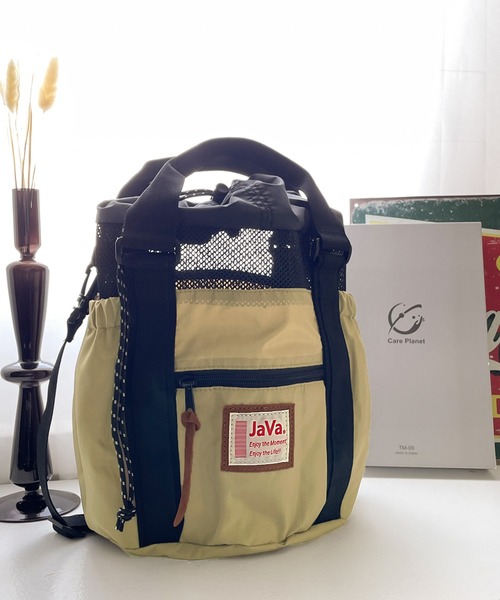 Java（ジャバ）の「《JaVaジャバ 別注》ころんと可愛い。2wayアウトドア巾着メッシュバッグ（ショルダーバッグ・レディース・ブラック/ベージュ/カーキ/レオパード/カモフラージュ・ONE SIZE）」の7枚目の写真