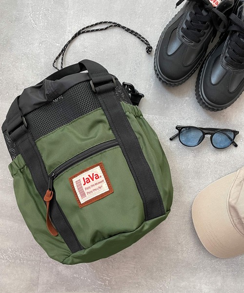 Java（ジャバ）の「《JaVaジャバ 別注》ころんと可愛い。2wayアウトドア巾着メッシュバッグ（ショルダーバッグ・レディース・ブラック/ベージュ/カーキ/レオパード/カモフラージュ・ONE SIZE）」の8枚目の写真