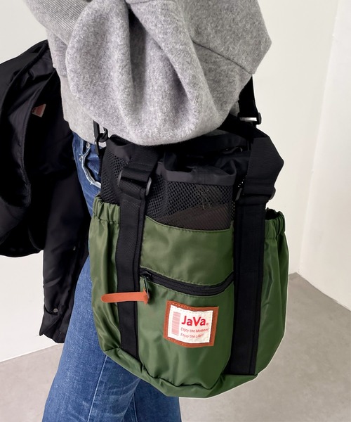 Java（ジャバ）の「《JaVaジャバ 別注》ころんと可愛い。2wayアウトドア巾着メッシュバッグ（ショルダーバッグ・レディース・ブラック/ベージュ/カーキ/レオパード/カモフラージュ・ONE SIZE）」の19枚目の写真