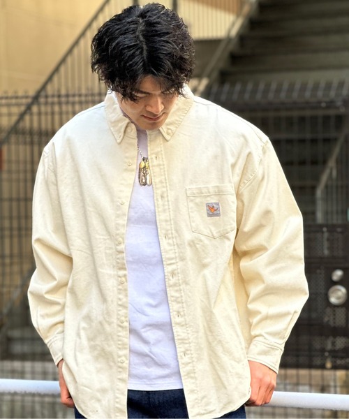 （What it isNt）ART BY MARKGONZALES（ワットイットイズント）の「What it isNt-MG【62952＆74】-SHIRTS/(ワットイットイズント) アートバイ マークゴンザレス /長袖シャツ（シャツ/ブラウス・メンズ・ホワイト/インディゴブルー/ケミカルウォッシュ・L/XL）」の2枚目の写真