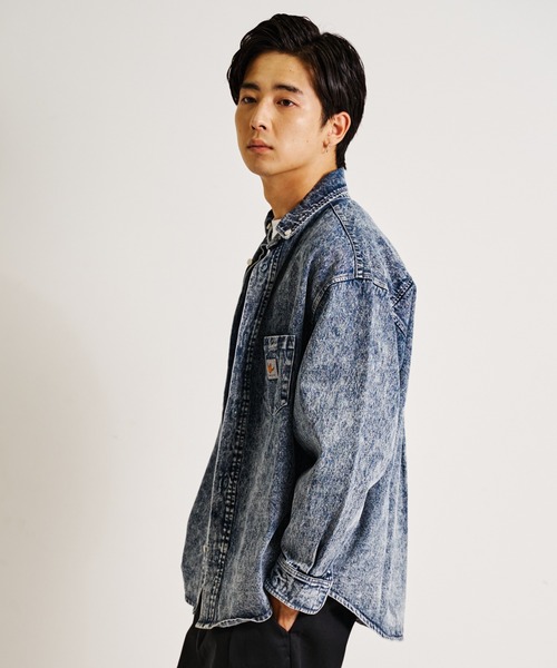 （What it isNt）ART BY MARKGONZALES（ワットイットイズント）の「What it isNt-MG【62952＆74】-SHIRTS/(ワットイットイズント) アートバイ マークゴンザレス /長袖シャツ（シャツ/ブラウス・メンズ・ホワイト/インディゴブルー/ケミカルウォッシュ・L/XL）」の8枚目の写真