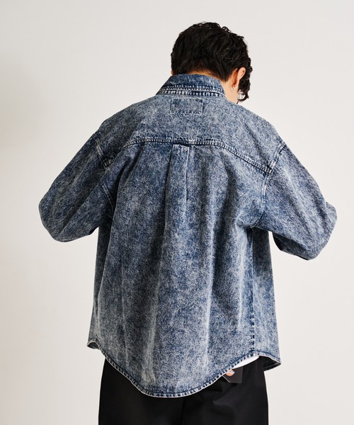 （What it isNt）ART BY MARKGONZALES（ワットイットイズント）の「What it isNt-MG【62952＆74】-SHIRTS/(ワットイットイズント) アートバイ マークゴンザレス /長袖シャツ（シャツ/ブラウス・メンズ・ホワイト/インディゴブルー/ケミカルウォッシュ・L/XL）」の9枚目の写真