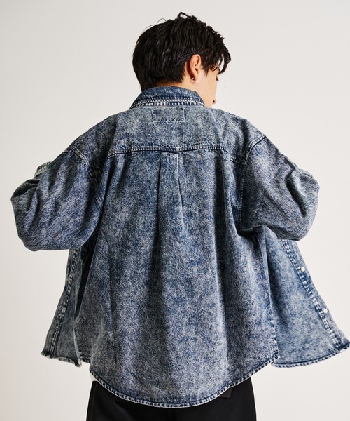 （What it isNt）ART BY MARKGONZALES（ワットイットイズント）の「What it isNt-MG【62952＆74】-SHIRTS/(ワットイットイズント) アートバイ マークゴンザレス /長袖シャツ（シャツ/ブラウス・メンズ・ホワイト/インディゴブルー/ケミカルウォッシュ・L/XL）」の10枚目の写真