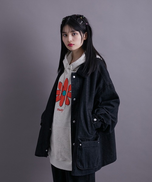 美品 ハンティングワールド ハンドバッグ デニム ブルー×レッド レザー re_k by JUNRED（レクバイジュンレッド）の「re_k by JUNRED
