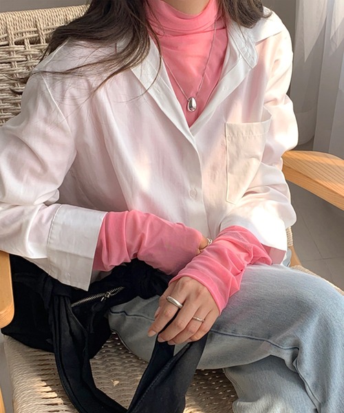 Dita Muaj.（ディータムアージュ）の「チュールシアーカラートップス（Tシャツ/カットソー・レディース・ホワイト/ブラック/パープル/ピンク/イエロー/ブルー/グリーン/アイボリー・FREE）」の8枚目の写真