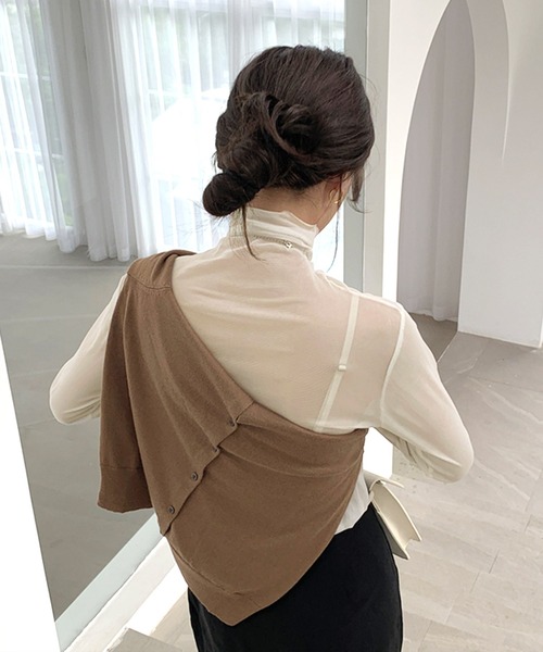 Dita Muaj.（ディータムアージュ）の「チュールシアーカラートップス（Tシャツ/カットソー・レディース・ホワイト/ブラック/パープル/ピンク/イエロー/ブルー/グリーン/アイボリー・FREE）」の3枚目の写真