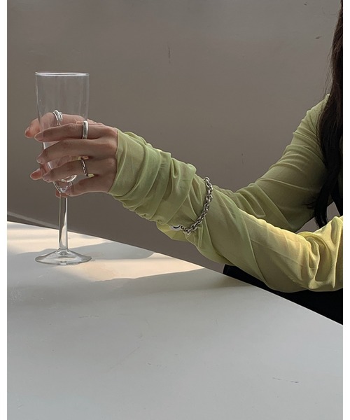 Dita Muaj.（ディータムアージュ）の「チュールシアーカラートップス（Tシャツ/カットソー・レディース・ホワイト/ブラック/パープル/ピンク/イエロー/ブルー/グリーン/アイボリー・FREE）」の17枚目の写真