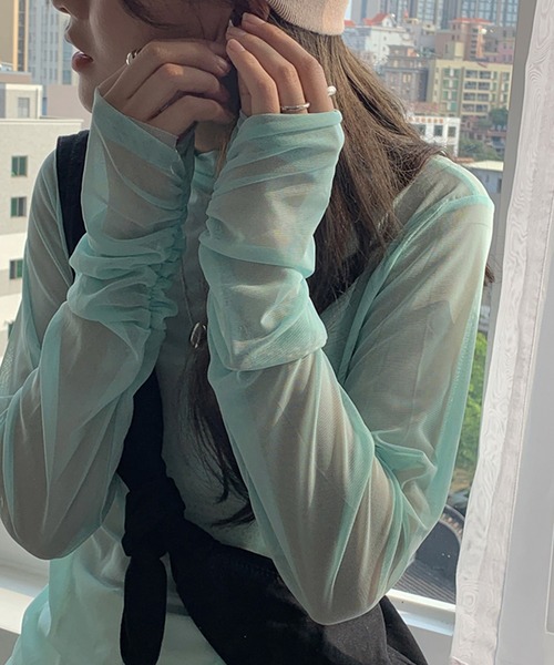 Dita Muaj.（ディータムアージュ）の「チュールシアーカラートップス（Tシャツ/カットソー・レディース・ホワイト/ブラック/パープル/ピンク/イエロー/ブルー/グリーン/アイボリー・FREE）」の15枚目の写真