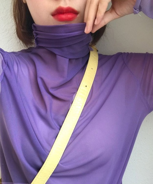 Dita Muaj.（ディータムアージュ）の「チュールシアーカラートップス（Tシャツ/カットソー・レディース・ホワイト/ブラック/パープル/ピンク/イエロー/ブルー/グリーン/アイボリー・FREE）」の14枚目の写真