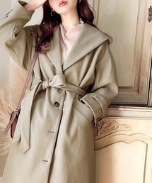 classicalelf | 360度レディムード。ニットモッサセーラーカラーロングコート(チェスターコート)