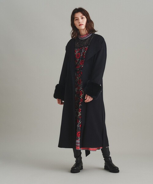 GRACE CONTINENTAL ファー付ウールガウンロングコート GRACE CONTINENTAL（グレースコンチネンタル）の「リバーファー
