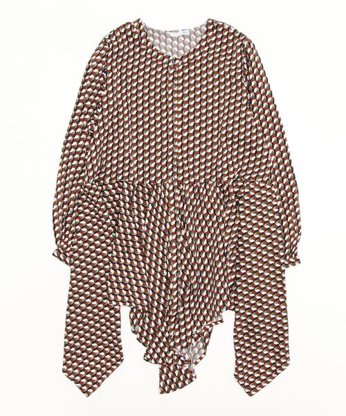 sandy（サンディー）の「sandy/プリント裾ドレープブラウス（チュニック・レディース・ネイビー/グリーン/ブラック・FREE）」の3枚目の写真