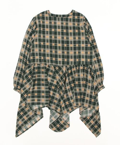 sandy（サンディー）の「sandy/プリント裾ドレープブラウス（チュニック・レディース・ネイビー/グリーン/ブラック・FREE）」の4枚目の写真