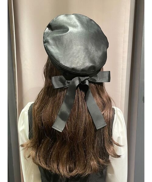 EATME（イートミー）の「BACKリボンフェイクレザーベレー帽（ハンチング/ベレー帽・レディース・ブラック・FREE）」の5枚目の写真