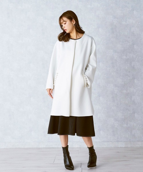 QUEENS COURT（クイーンズコート）の「ノーカラーパールコート≪洗濯機