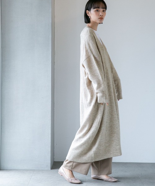 NANO universe（ナノユニバース）の「LB.04/深Vネックマキシニットワンピース（ワンピース・レディース・ブラウン/ベージュ/ネイビー・FREE）」の5枚目の写真