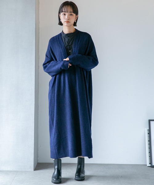 NANO universe（ナノユニバース）の「LB.04/深Vネックマキシニットワンピース（ワンピース・レディース・ブラウン/ベージュ/ネイビー・FREE）」の10枚目の写真