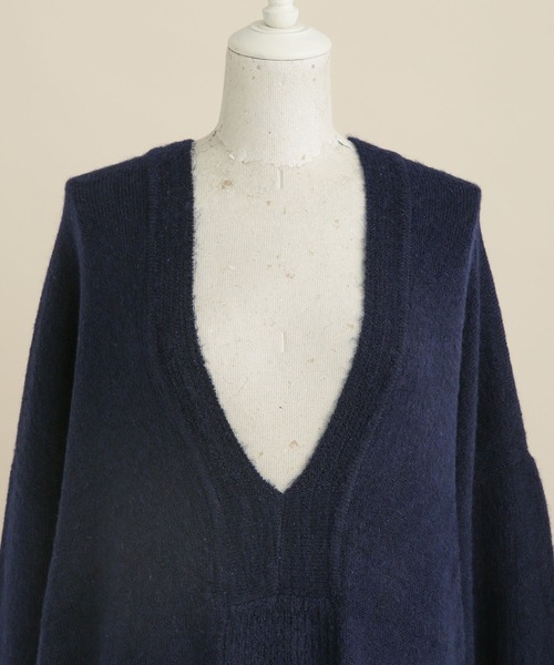 NANO universe（ナノユニバース）の「LB.04/深Vネックマキシニットワンピース（ワンピース・レディース・ブラウン/ベージュ/ネイビー・FREE）」の16枚目の写真