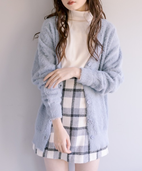 OLIVE des OLIVE（オリーブデオリーブ）の「【WEB限定カラーあり】コスパ最強！ふわふわシャギーカーディガン（カーディガン/ボレロ・レディース・ライトグレー/オフホワイト/ブルー/アイボリー/ラベンダー/グレイッシュベージュ・FREE）」の5枚目の写真